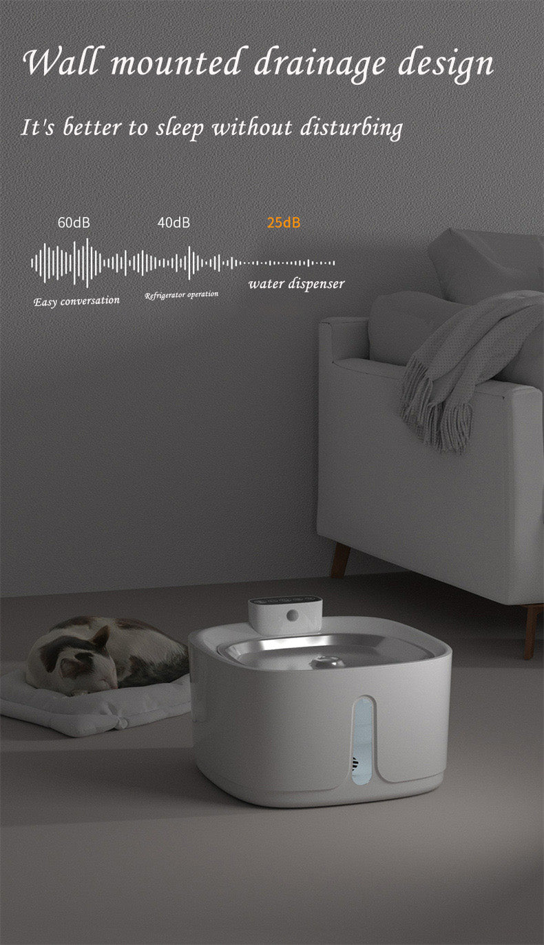 Smart Pet Water Dispenser Wireless Stainless Steel Cat Dog Silent Filtered Live Water Automatic Drinking Fountain Cat Water Dispenser
