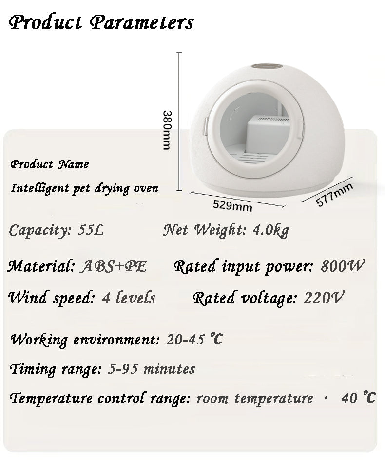 Pet cat drying box, small dog drying box, intelligent drying box, technology drying box
