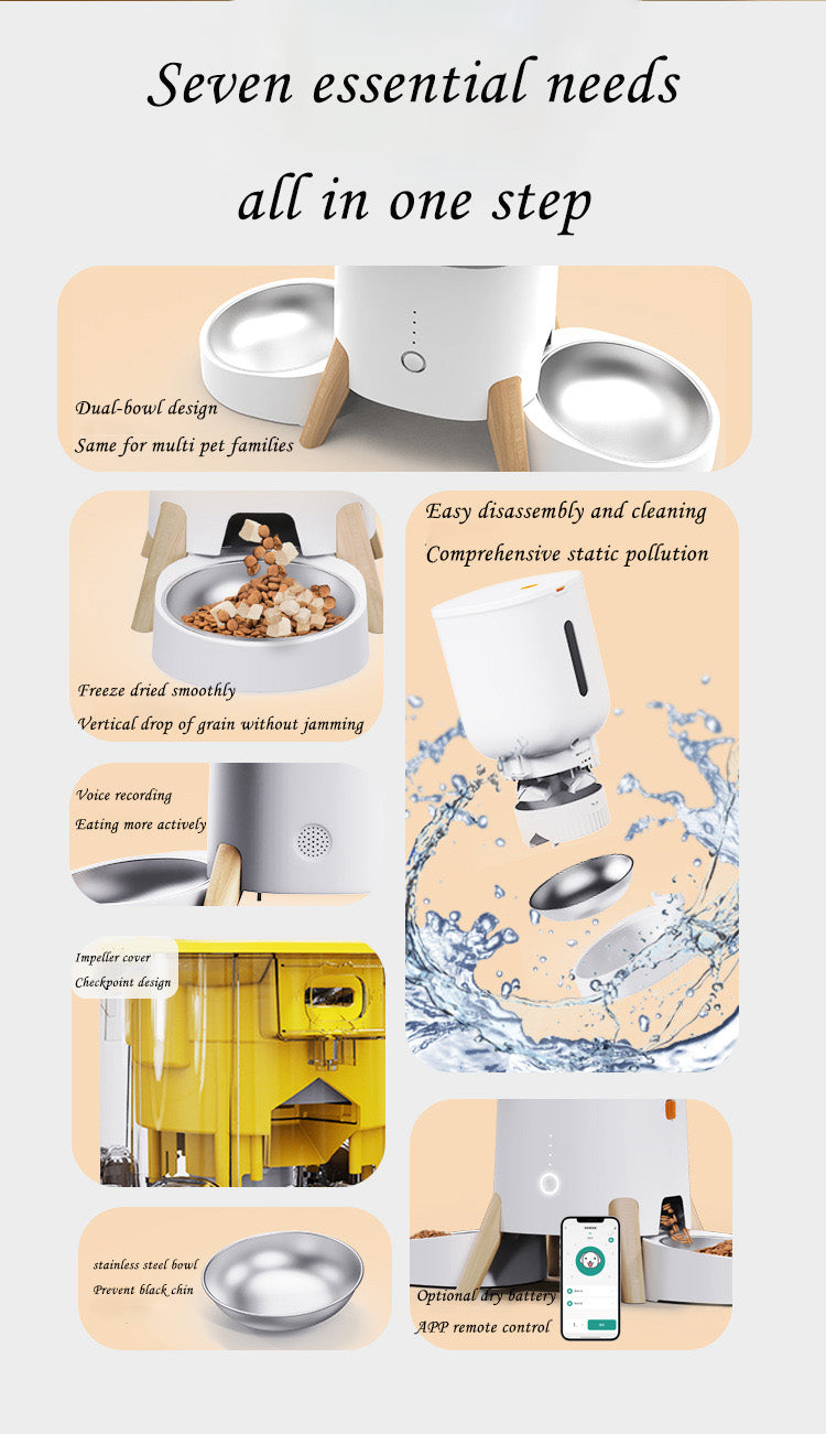 5L PET Intelligence Feeder APP Control the Remote Feeder One Machine Double Bowl Automatic Feeder for Cats and Dogs