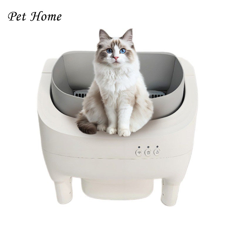 Open Smart Cat Litter Box Fully Automatic Cat Toilet Open Automatic Cleaning Poop Scooper Cat Supplies