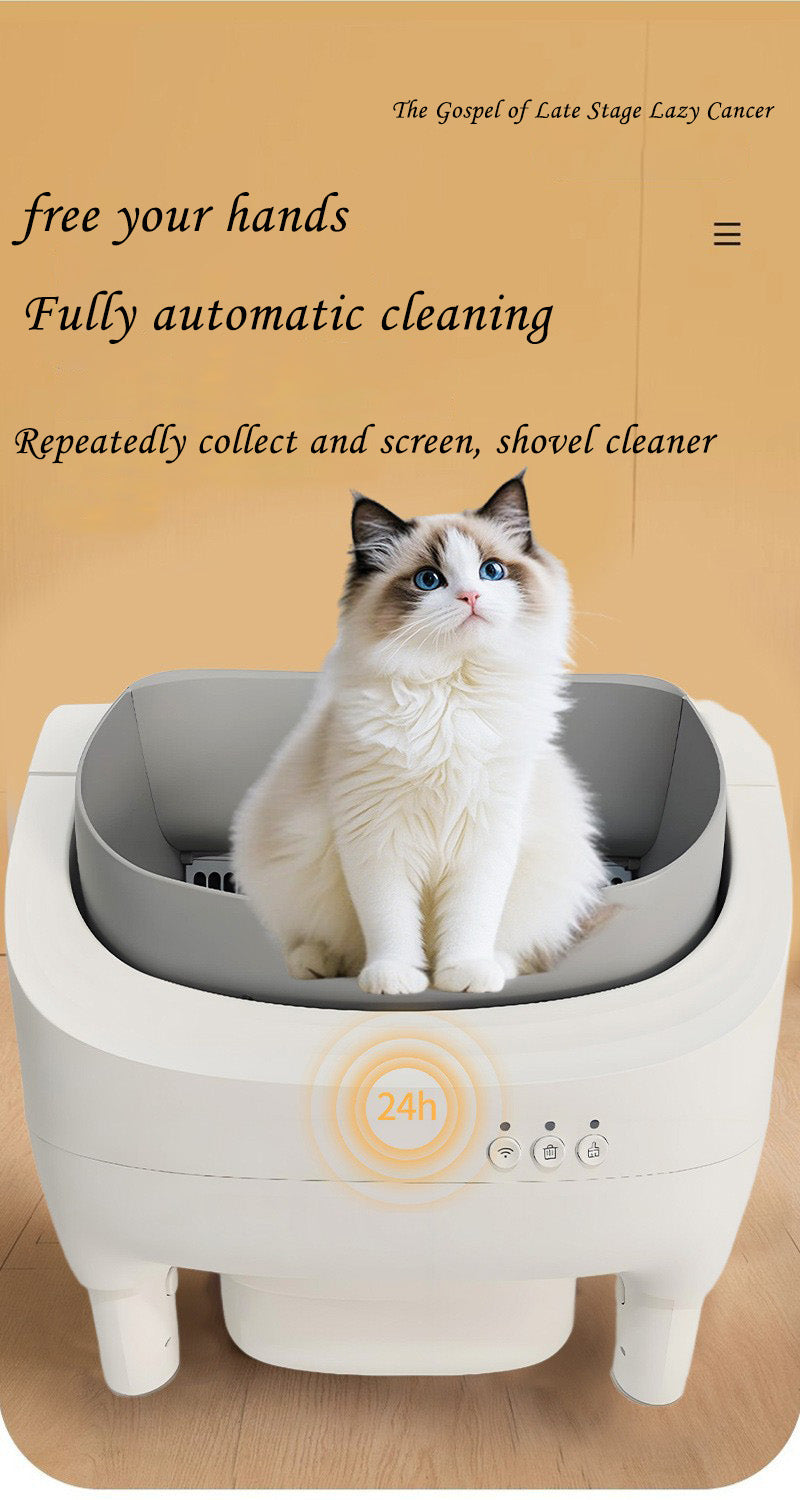Open Smart Cat Litter Box Fully Automatic Cat Toilet Open Automatic Cleaning Poop Scooper Cat Supplies