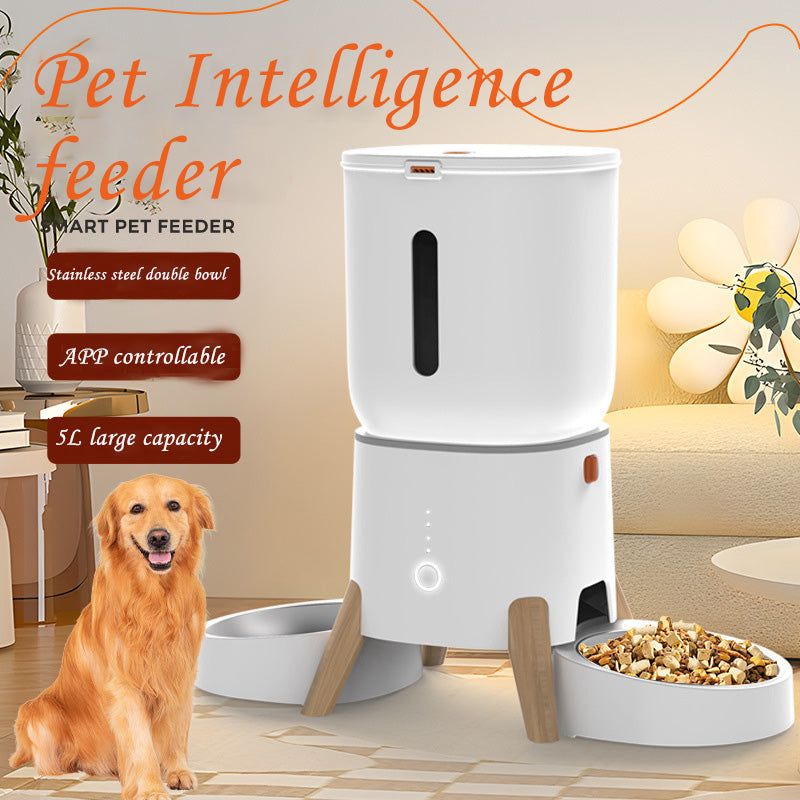 5L PET Intelligence Feeder APP Control the Remote Feeder One Machine Double Bowl Automatic Feeder for Cats and Dogs