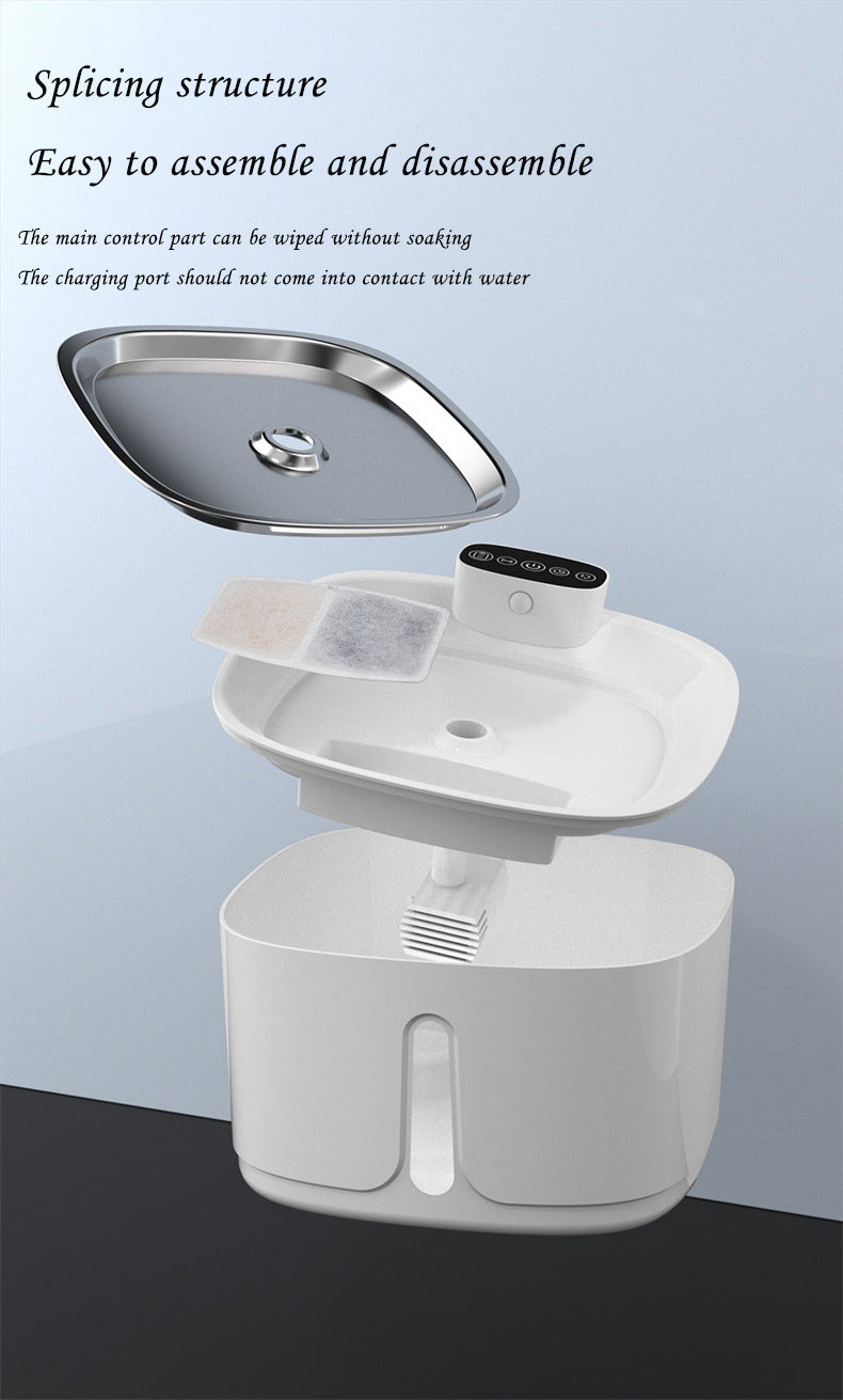 Smart Pet Water Dispenser Wireless Stainless Steel Cat Dog Silent Filtered Live Water Automatic Drinking Fountain Cat Water Dispenser