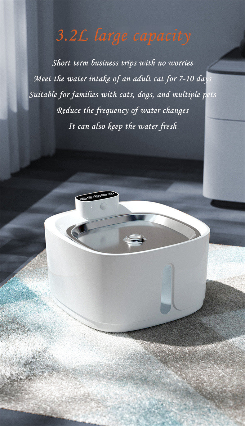 Smart Pet Water Dispenser Wireless Stainless Steel Cat Dog Silent Filtered Live Water Automatic Drinking Fountain Cat Water Dispenser