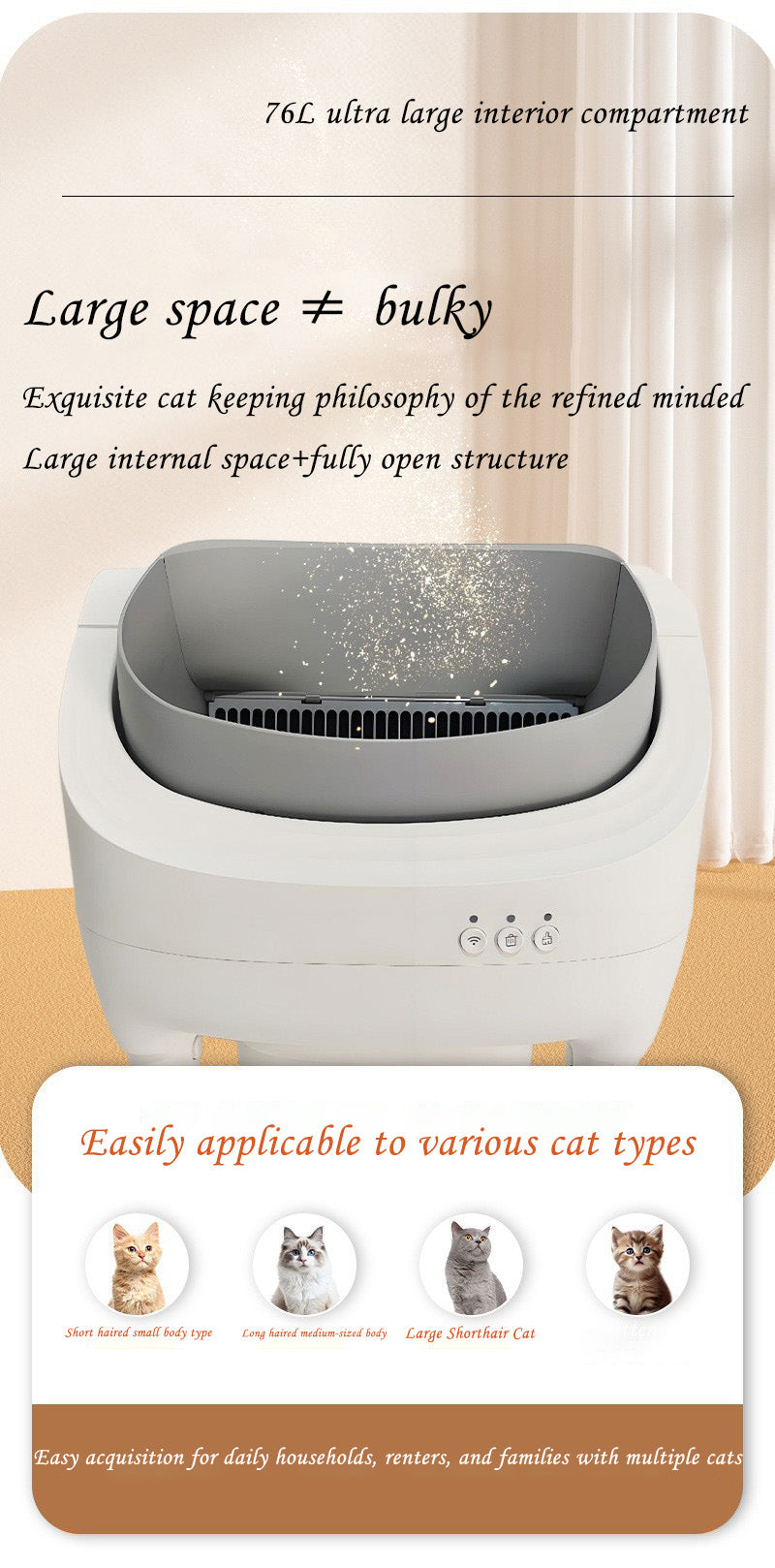 Open Smart Cat Litter Box Fully Automatic Cat Toilet Open Automatic Cleaning Poop Scooper Cat Supplies