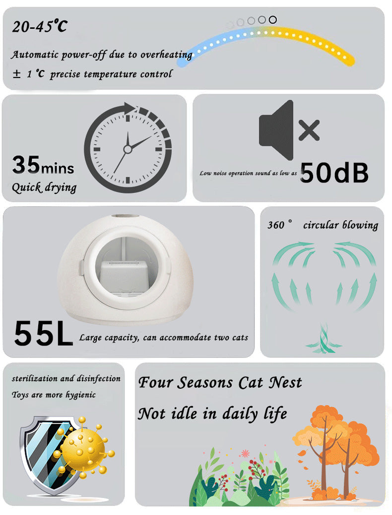 Pet cat drying box, small dog drying box, intelligent drying box, technology drying box